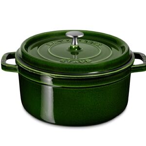 Staub 7QT Enameled Cast Iron Round Dutch Oven- Basil